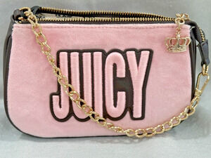 Y2K Juicy Couture Barbiecore On The Right Track Pink Velour Convertible Wristlet